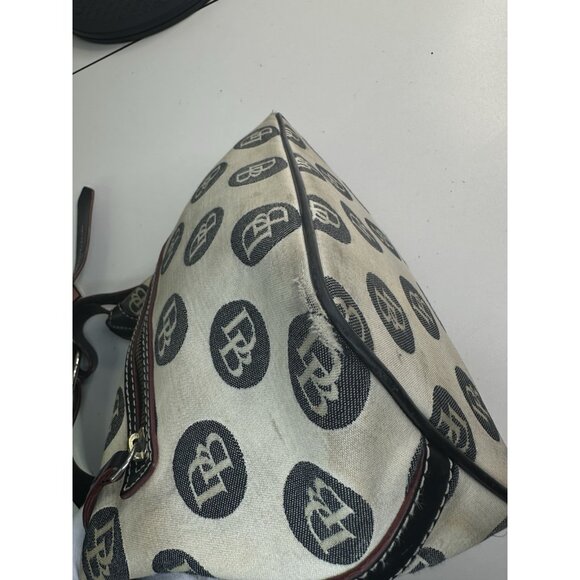 DAMAGED For parts - DOONEY & BOURKE Beige Black Circle Hobo Purse Shoulder L - Picture 5 of 14